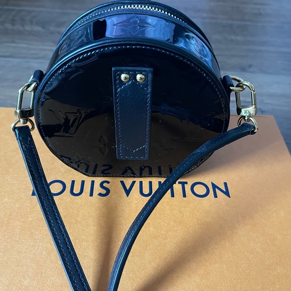 LOUIS VUITTON-AUTHENTIC Black Patent Leather Vernis Mini Boite Chapeau Handbag - Picture 6 of 16